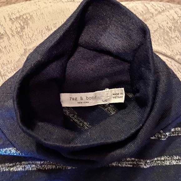 Rag & Bone Striped Turtleneck Sweater Size Large - Picture 3 of 3